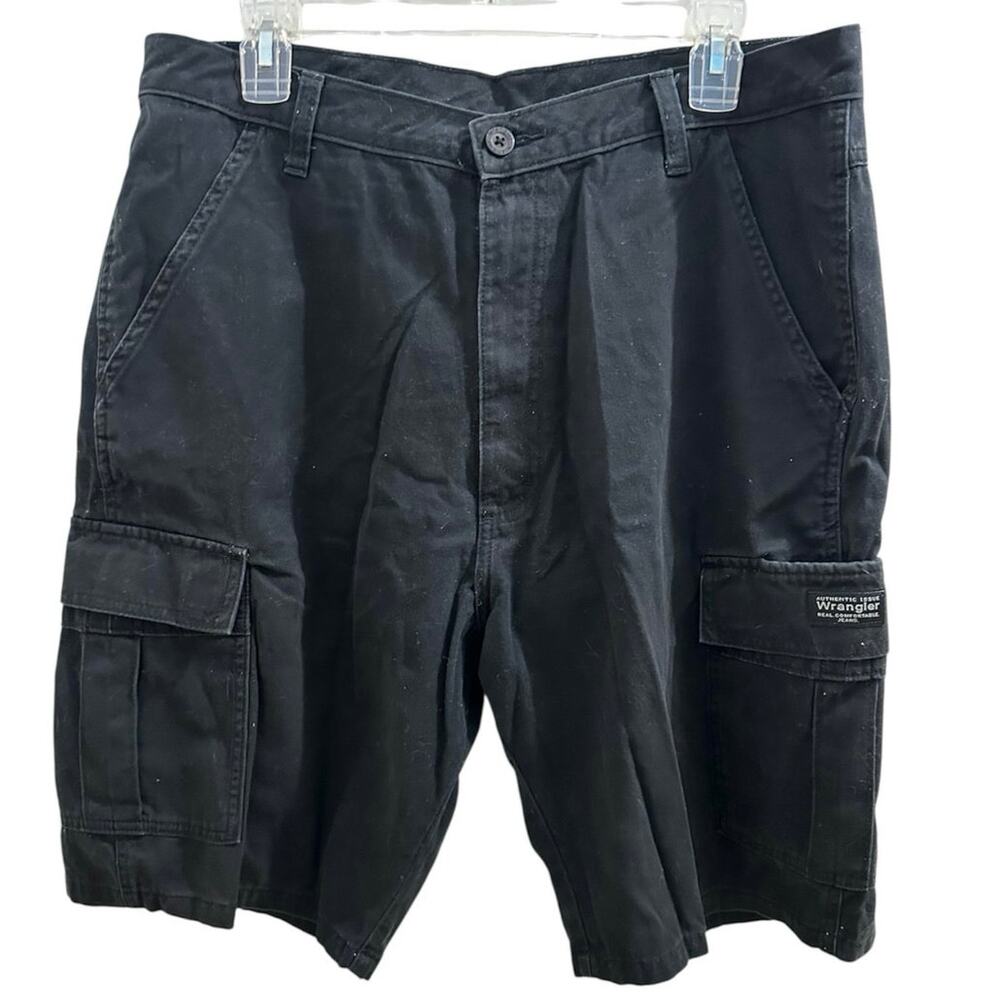 Wrangler Men’s Black Cotton Cargo Shorts Utility 34W EUC M/L ! !